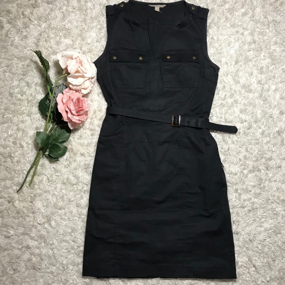 Black Belted Cargo Work Dress